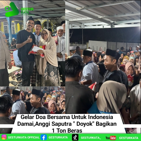 Gelar Doa Bersama Untuk Indonesia Damai, Anggi Saputra ” Doyok” Bagikan 1 Ton Beras  